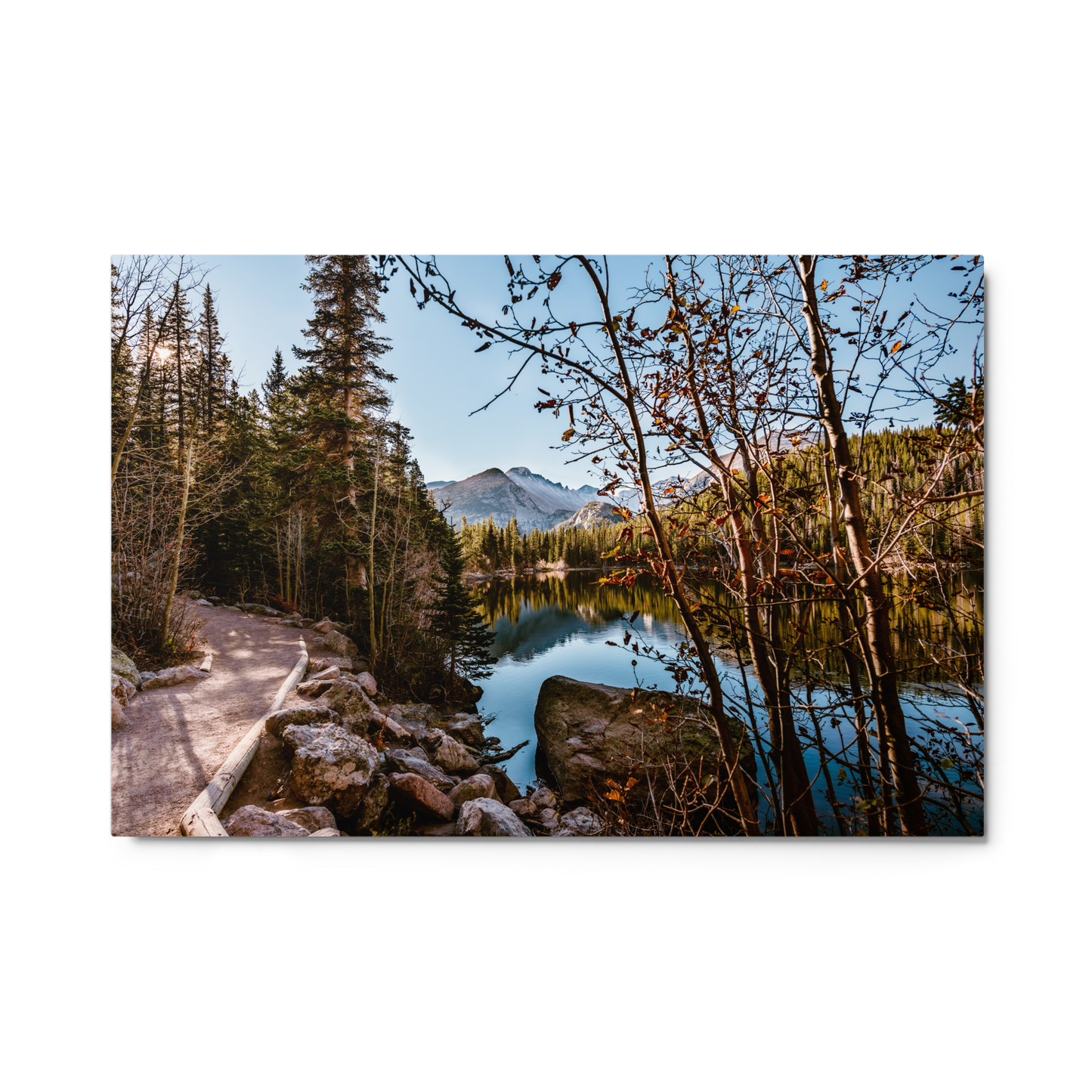 Rocky Mountain Lake Trail Metal Print | Fine Art Nature Wall Art